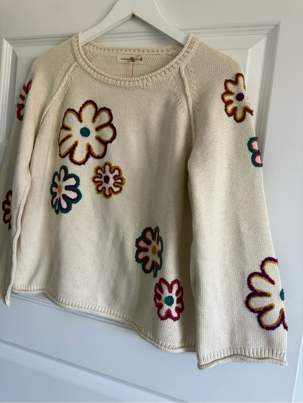 Natural Life Floral Knit Sweater Boho Cottagecore NWT M - Picture 3 of 11